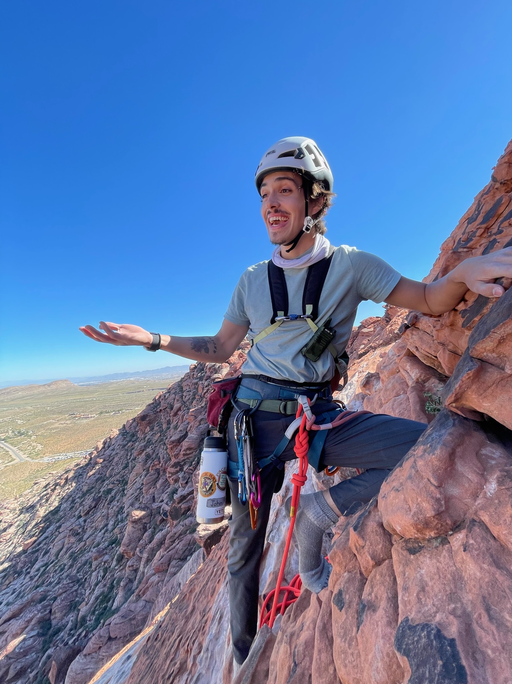 John taking in the view while multipitching in Red Rocks NV